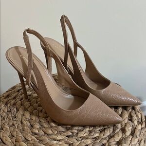 Express Tan Slingback Heels with Stiletto Design